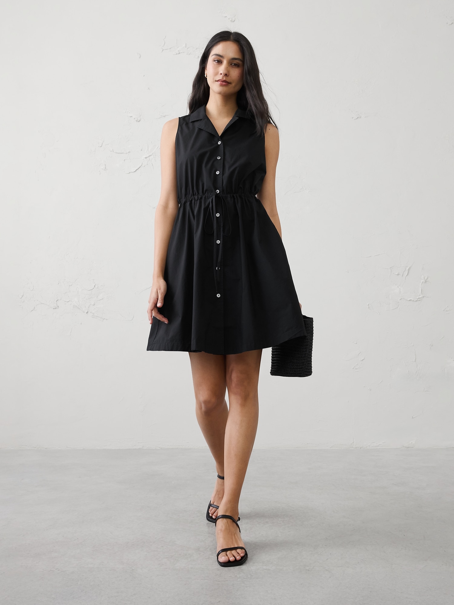 Image number 1 showing, Cinched Poplin Above-Knee Shirtdress