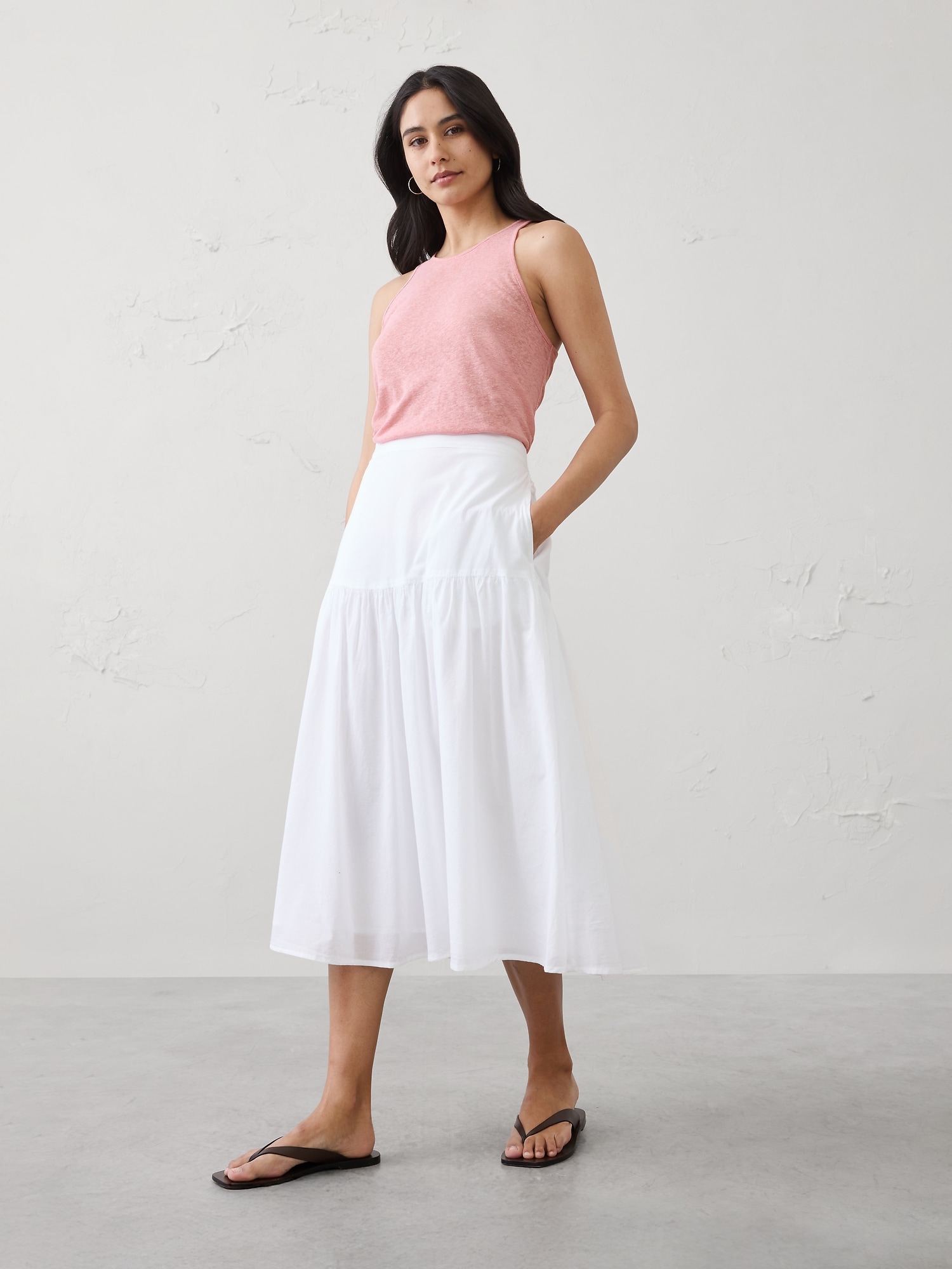 Image number 1 showing, Linen-Blend Racer Back Tank