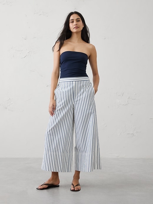 Anyday Wide-Leg High-Rise Seersucker Cropped Pant | Banana