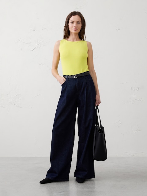 Cotton Boatneck Sweater Tank