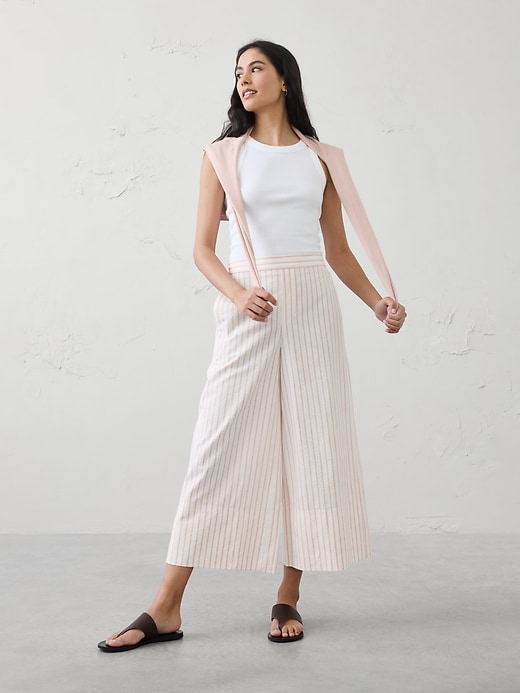 Anyday Wide-Leg High-Rise Seersucker Cropped Pant | Banana