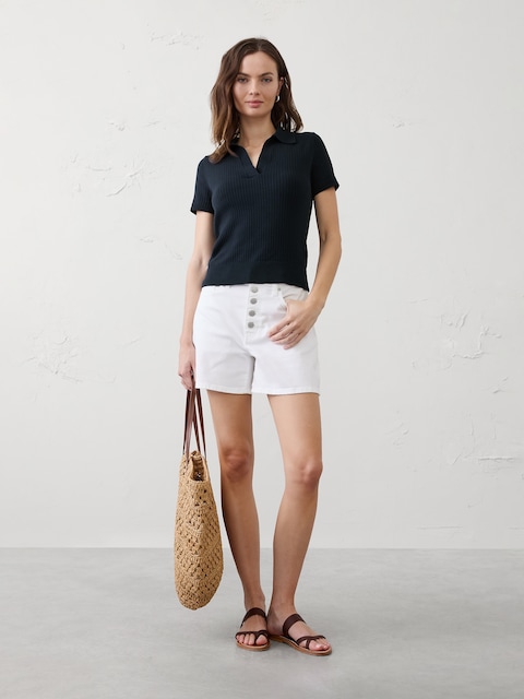 Ribbed Sweater Polo