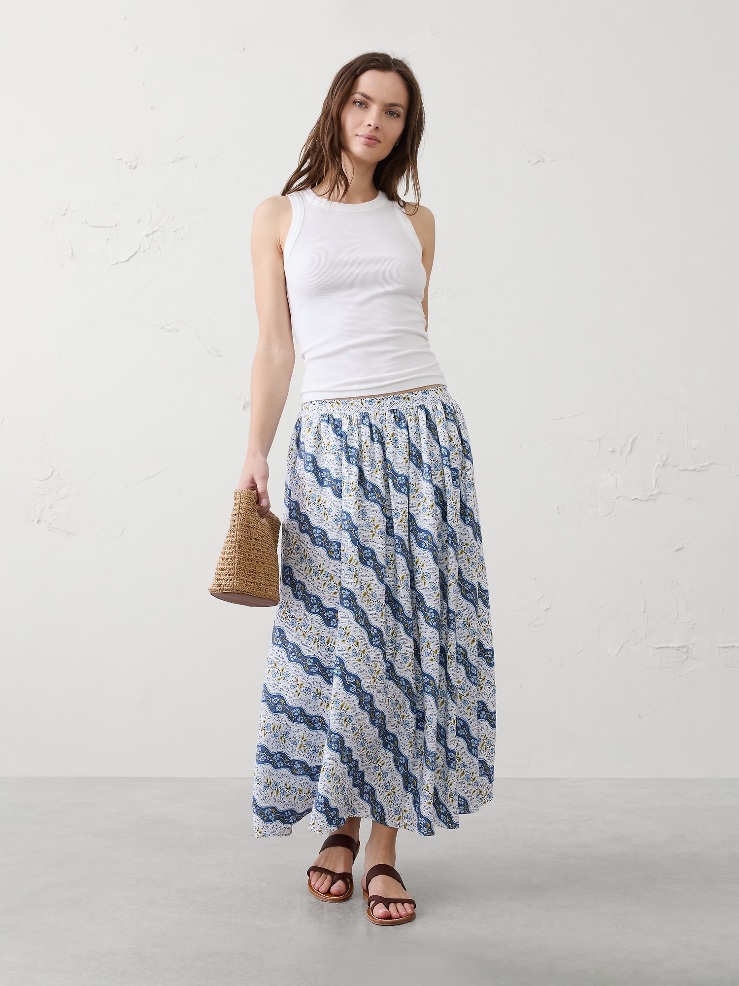 Image number 1 showing, Silky Slub Midi Skirt