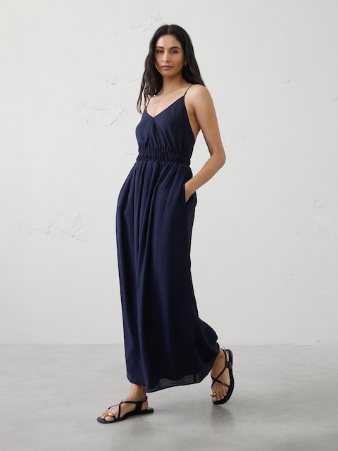 Open-Back Tie Maxi Dress