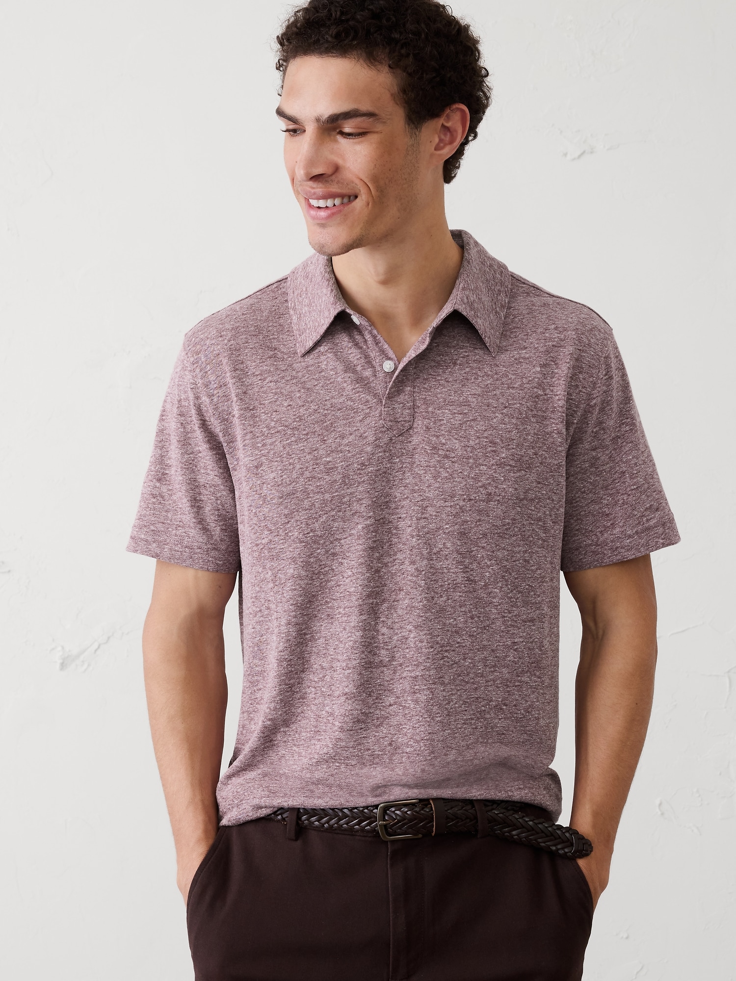 Image number 1 showing, Slim-Fit Linen-Blend Polo