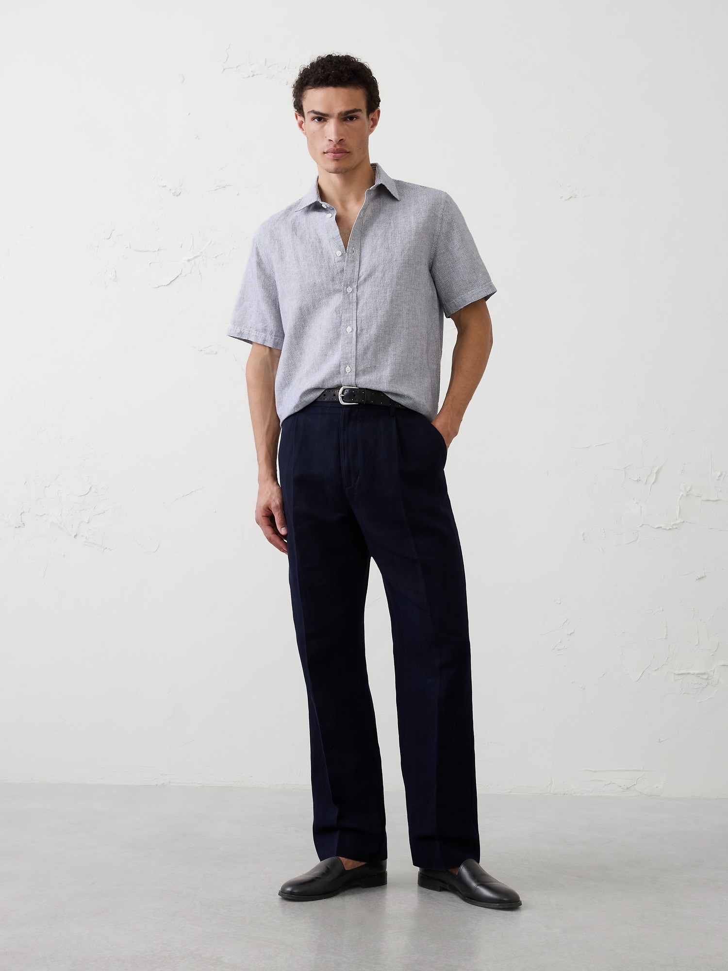 Image number 1 showing, Relaxed-Fit Wide-Leg Linen-Blend Pant