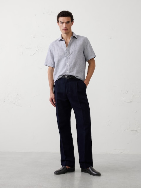 Relaxed-Fit Wide-Leg Linen-Blend Pant