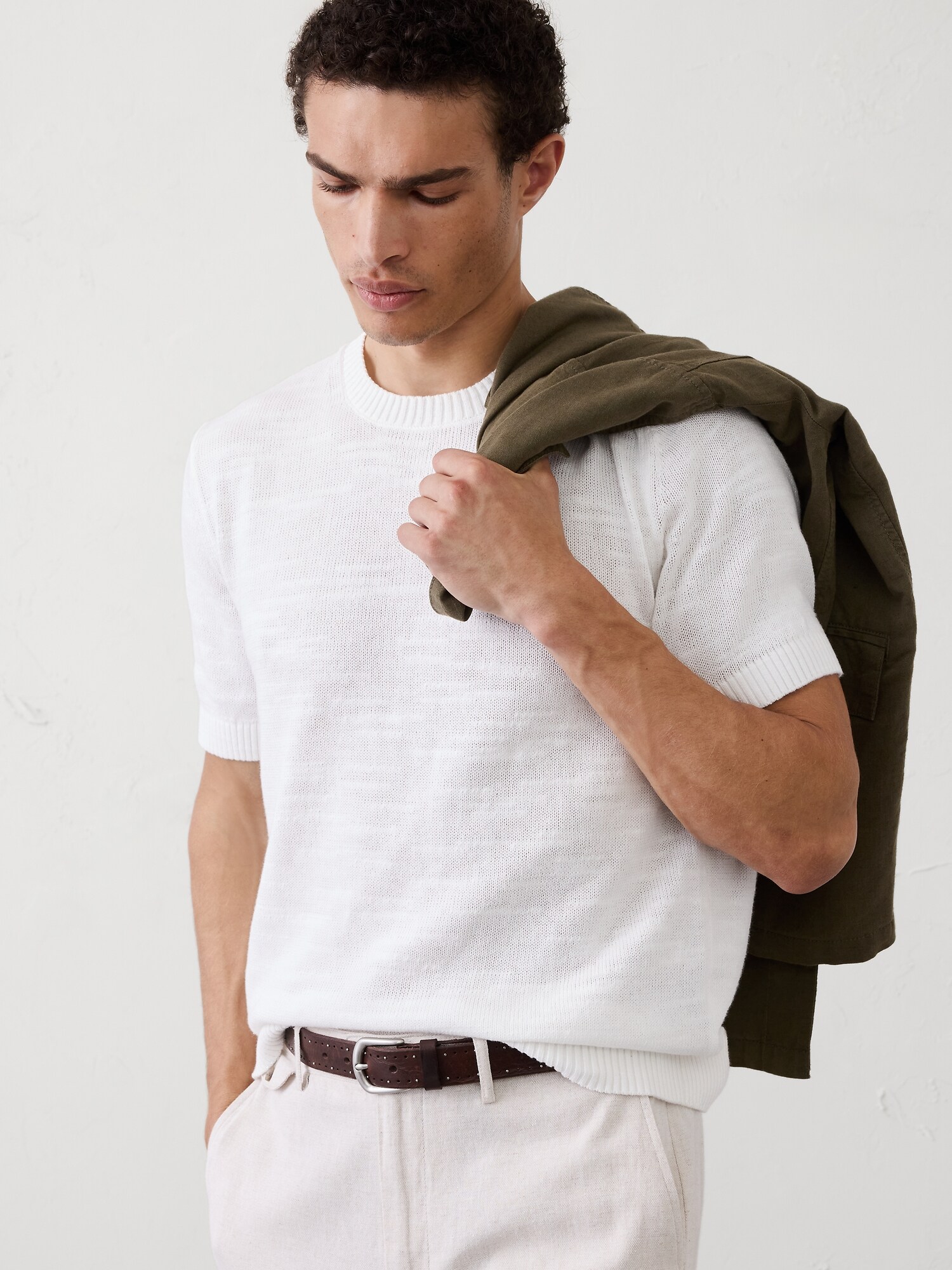 Image number 1 showing, Slubby Cotton Sweater T-Shirt