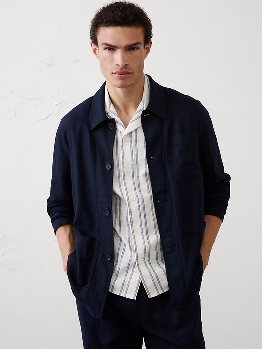Linen-Blend Chore Jacket | Banana Republic Factory