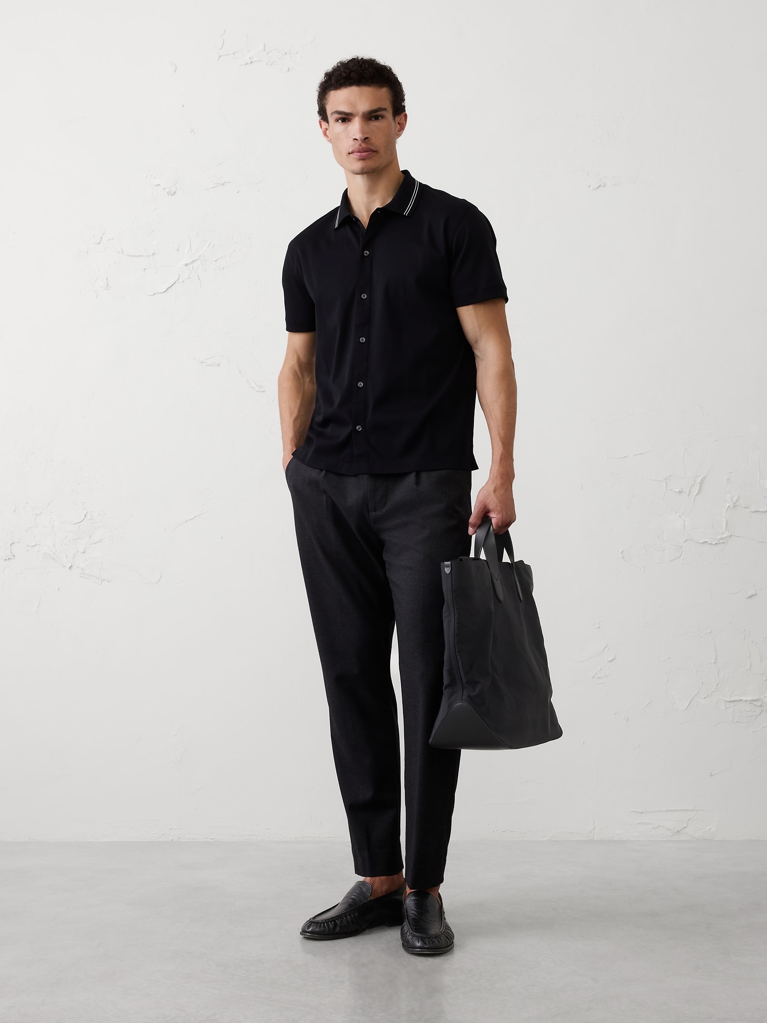 Image number 1 showing, Standard-Fit Luxe Touch Button-Down Polo