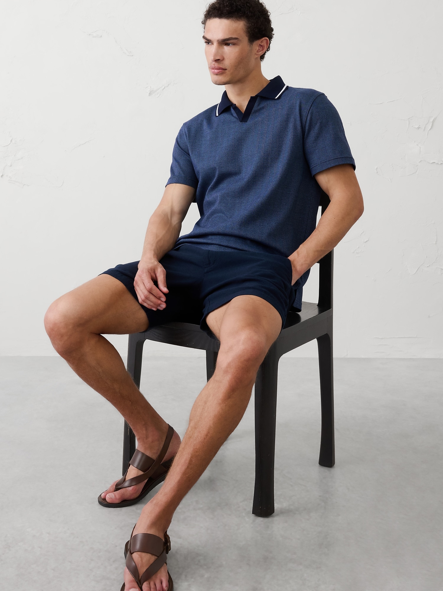 Image number 1 showing, Standard-Fit Luxe Touch Johnny-Collar Polo