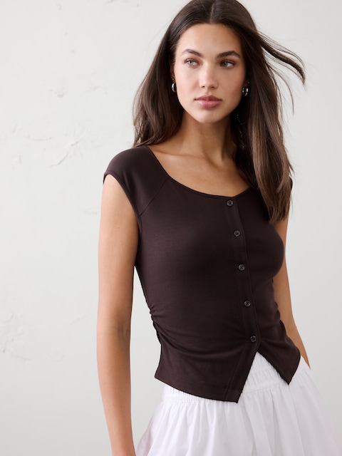 Soft Knit Buttoned Top