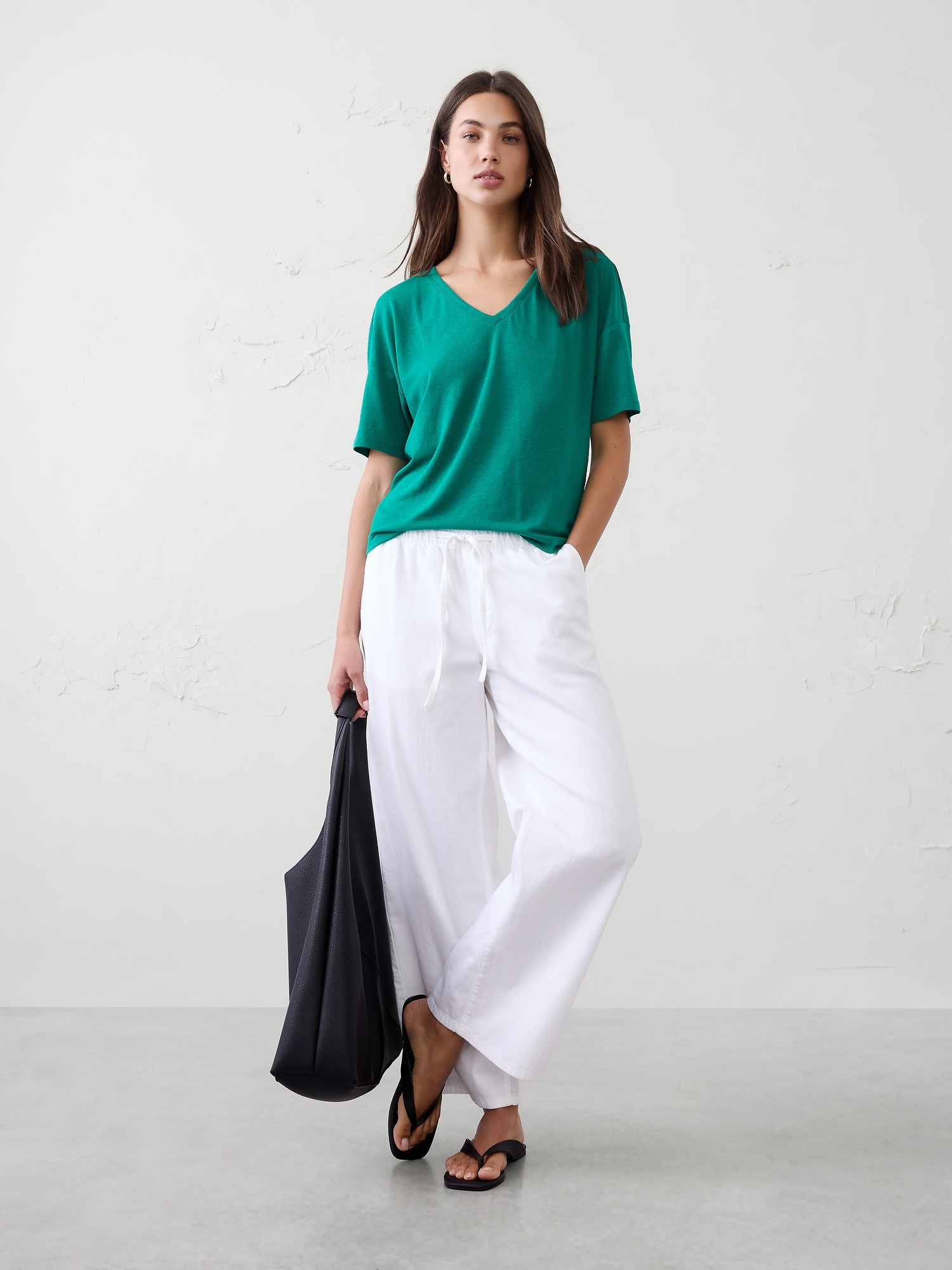 Image number 1 showing, Linen-Blend V-Neck Shirt