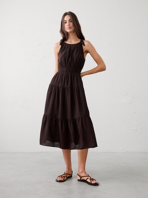 Tied-Shoulder Maxi Dress