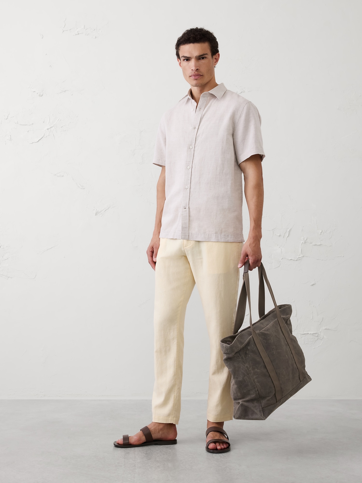 Image number 1 showing, Athletic-Fit Linen-Blend Pant