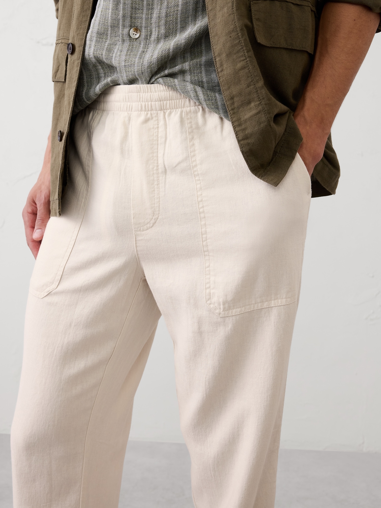 Image number 3 showing, Straight-Fit Linen-Blend Pull-On Pant