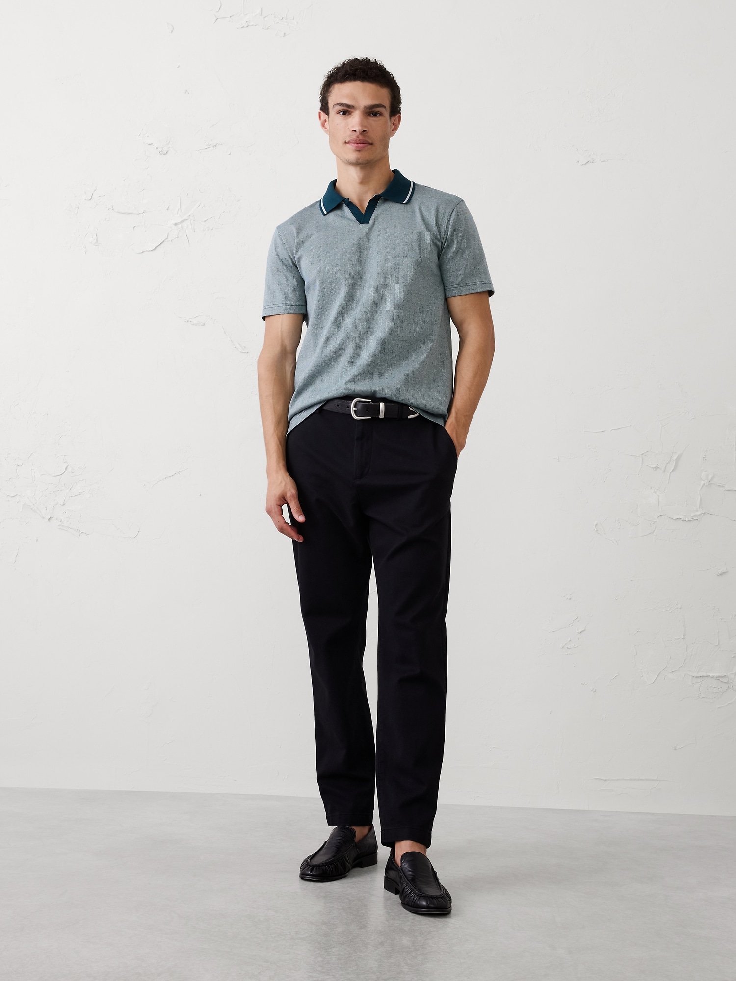 Image number 1 showing, Standard-Fit Luxe Touch Johnny-Collar Polo