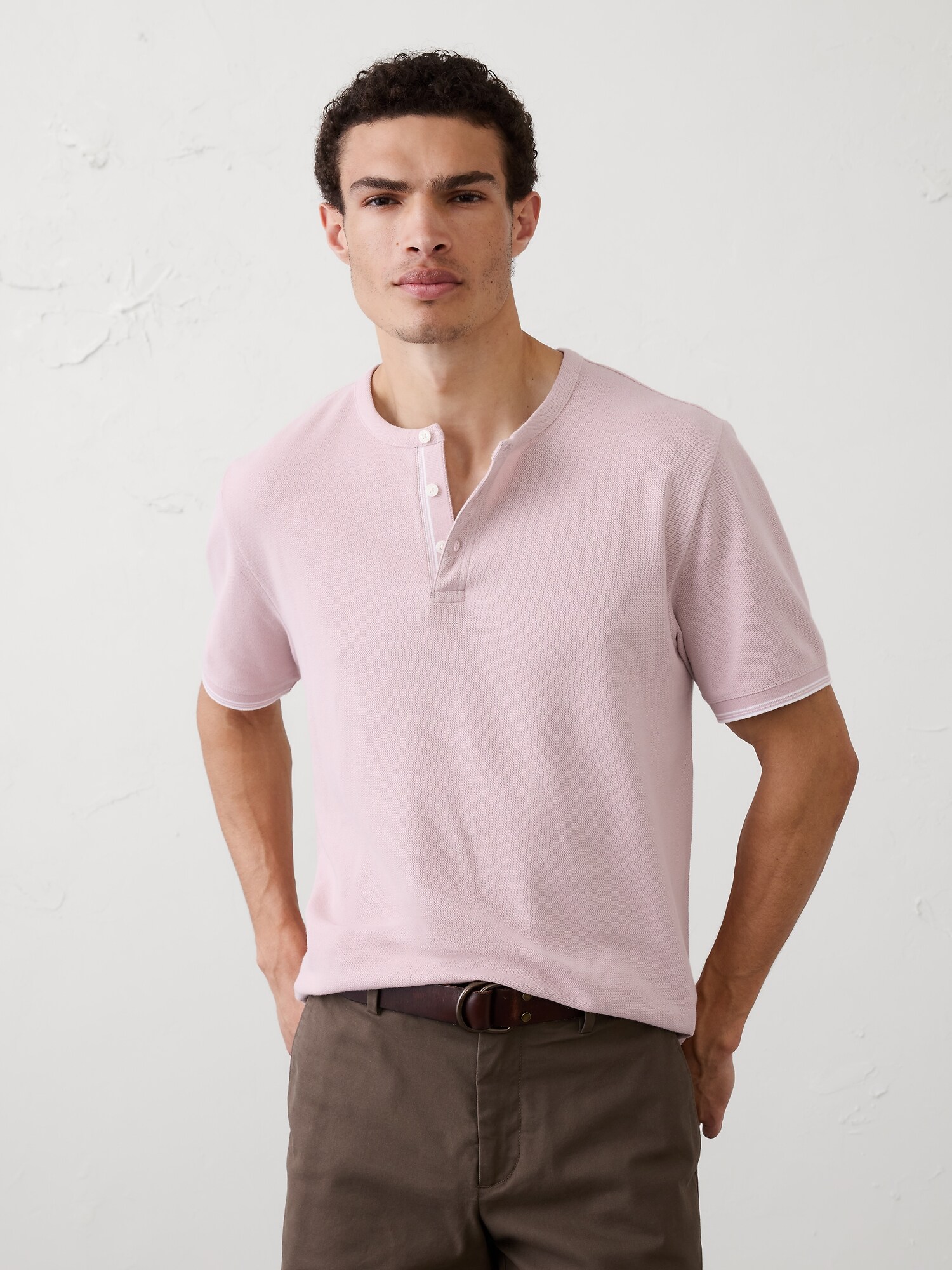 Image number 1 showing, Standard-Fit Textured Tipped Henley