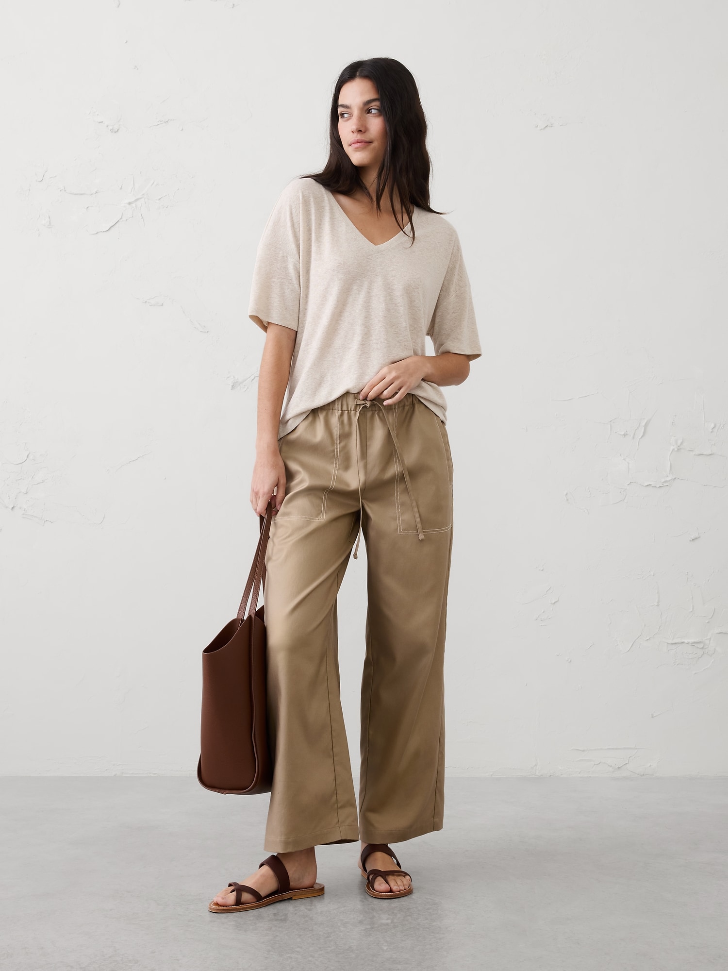 Image number 1 showing, Linen-Blend V-Neck Shirt