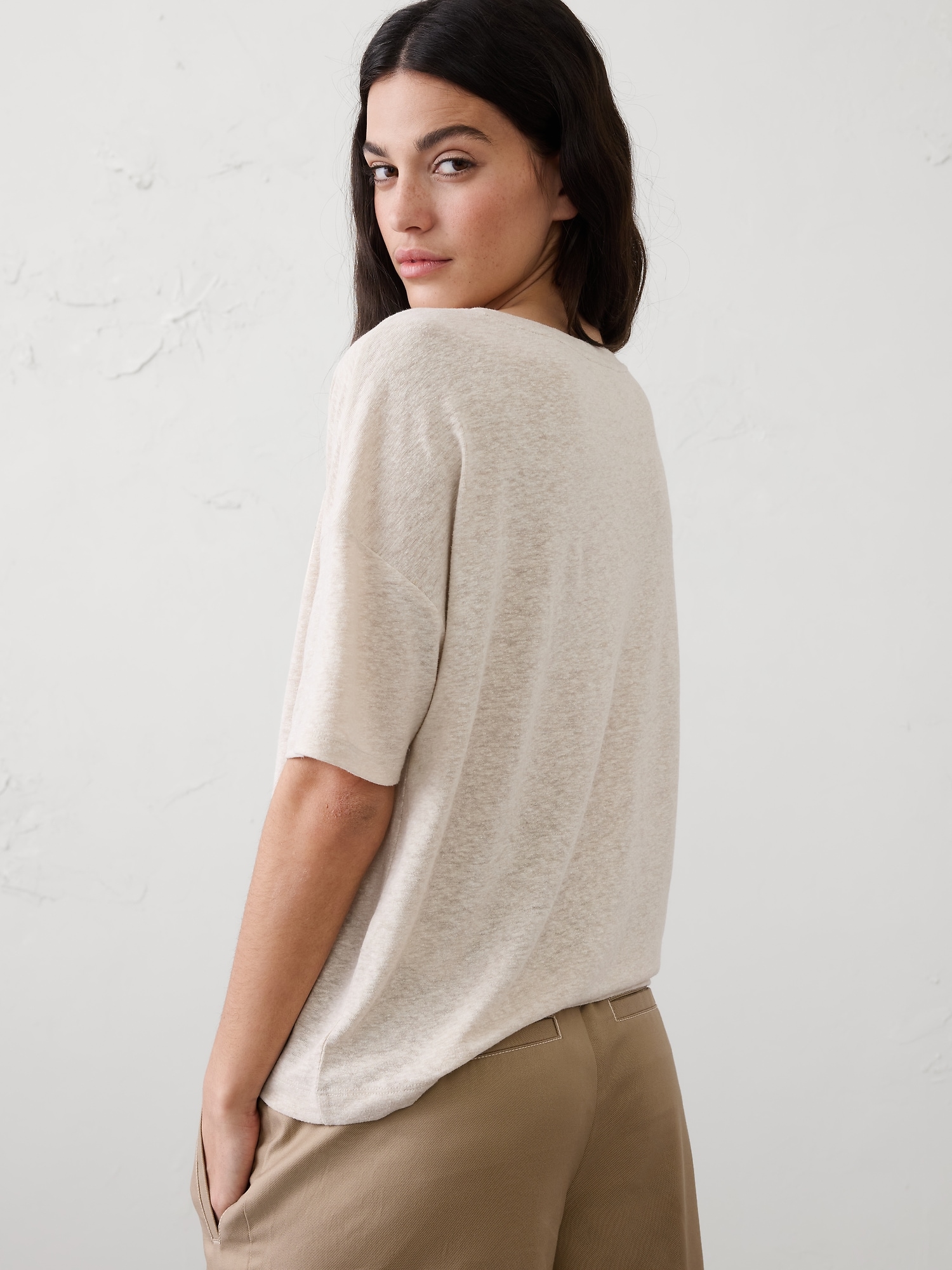 Image number 2 showing, Linen-Blend V-Neck Shirt