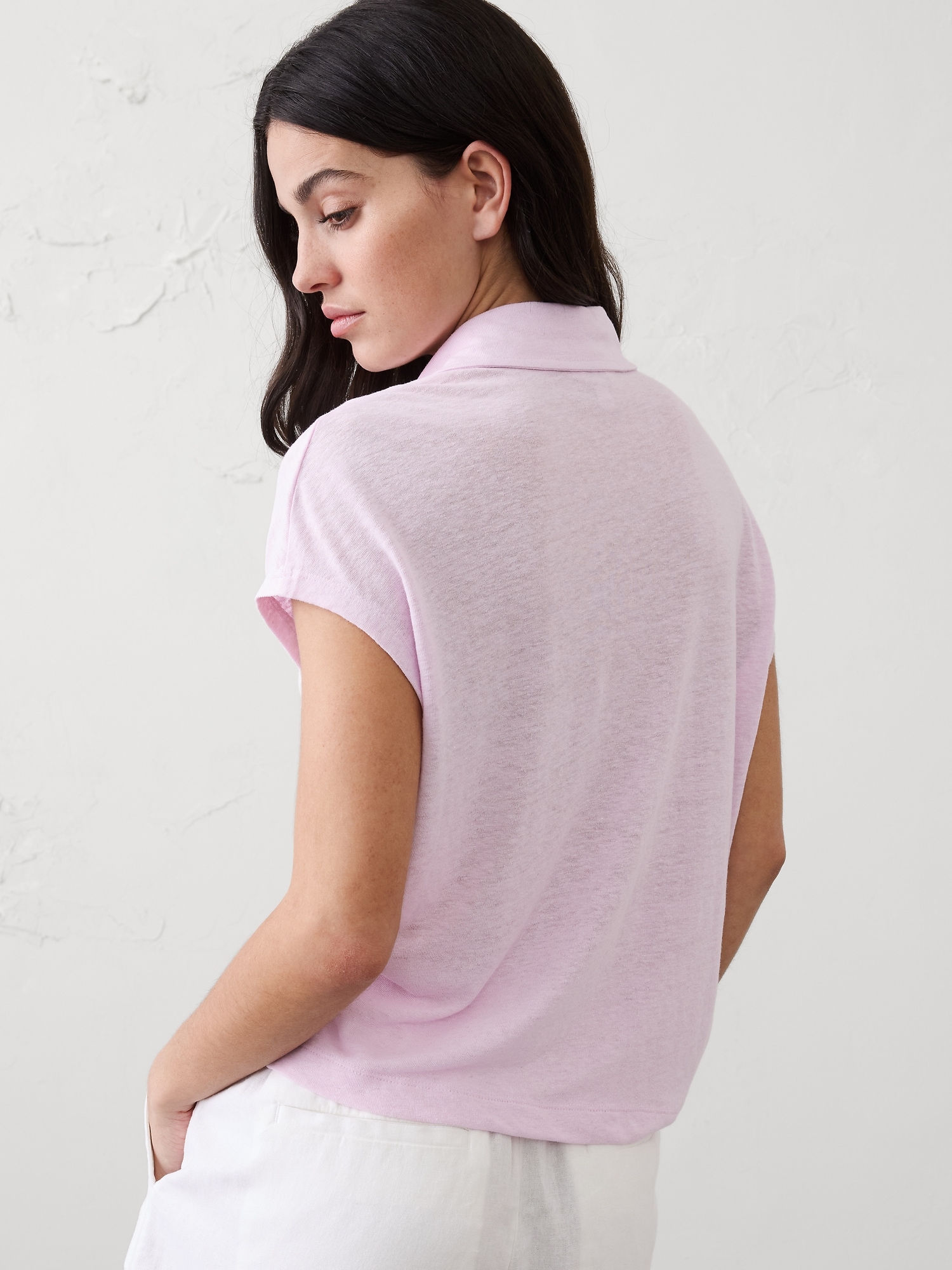 Image number 2 showing, Linen-Blend Collared Top