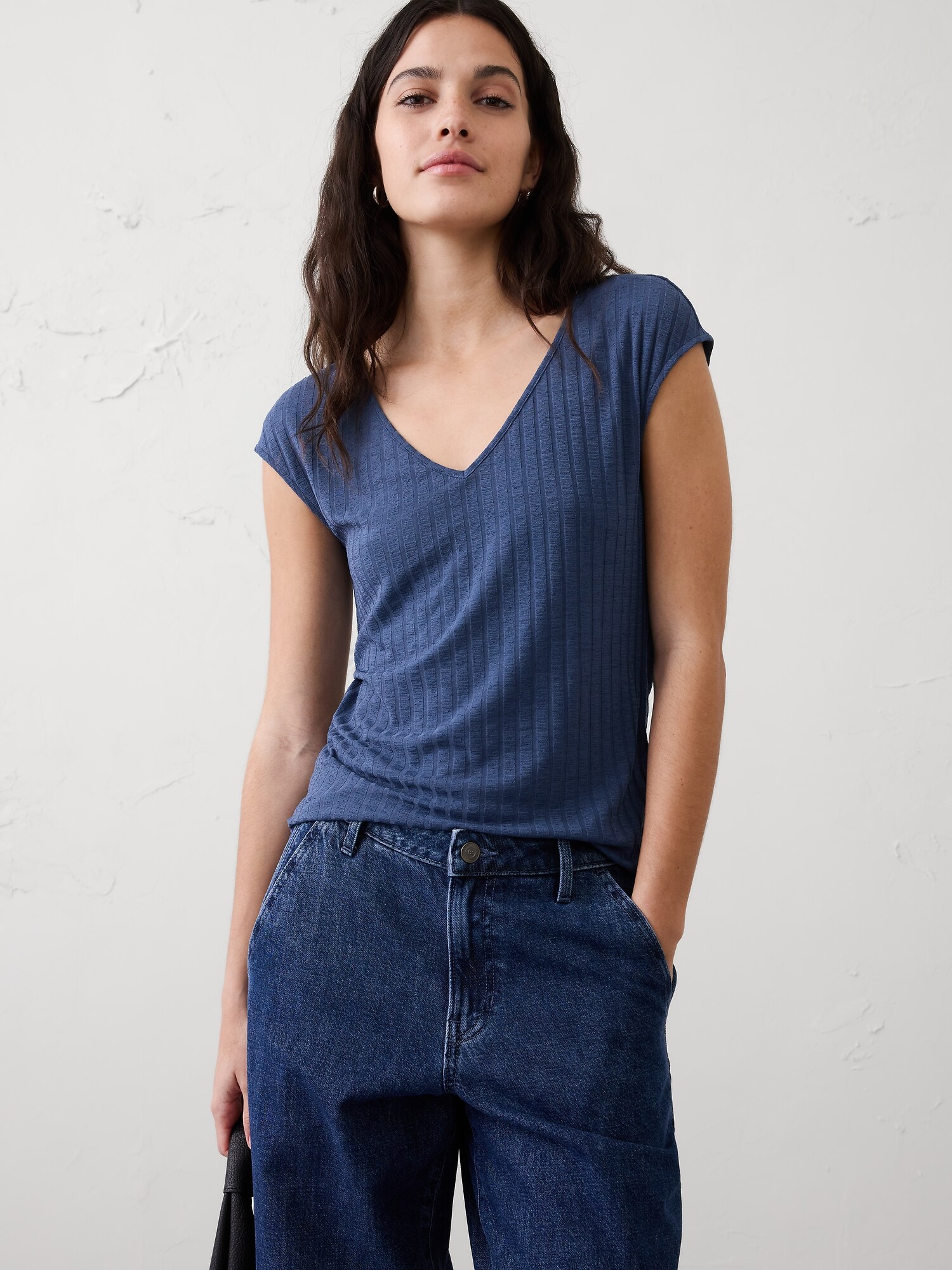 Image number 1 showing, Ribbed V-Neck Top