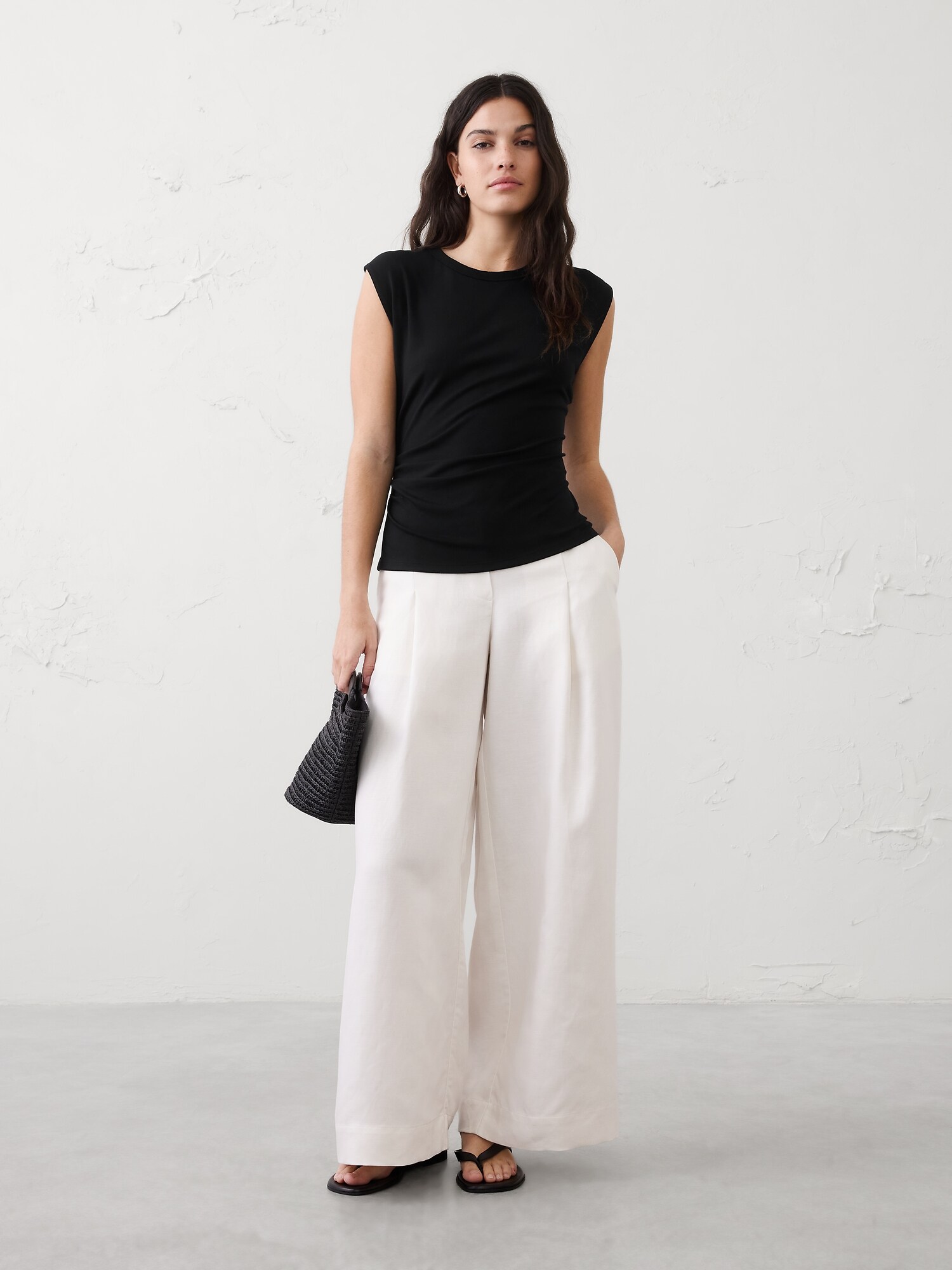 Image number 1 showing, Soft Interlock Side-Shirred Top