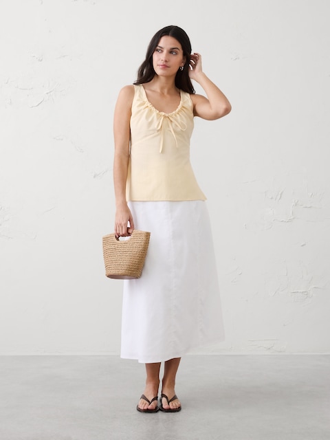 Cinched Neck-Tie Top
