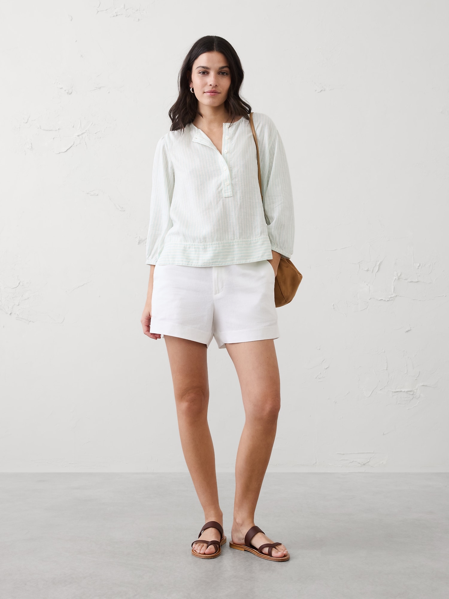 Image number 3 showing, Linen-Blend Popover Top