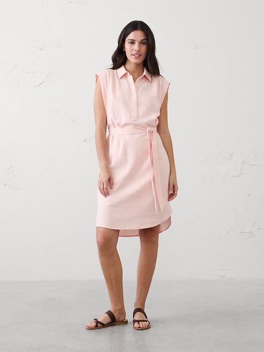 country road pink linen dress Country Road Organically Grown French Linen Popover Dress