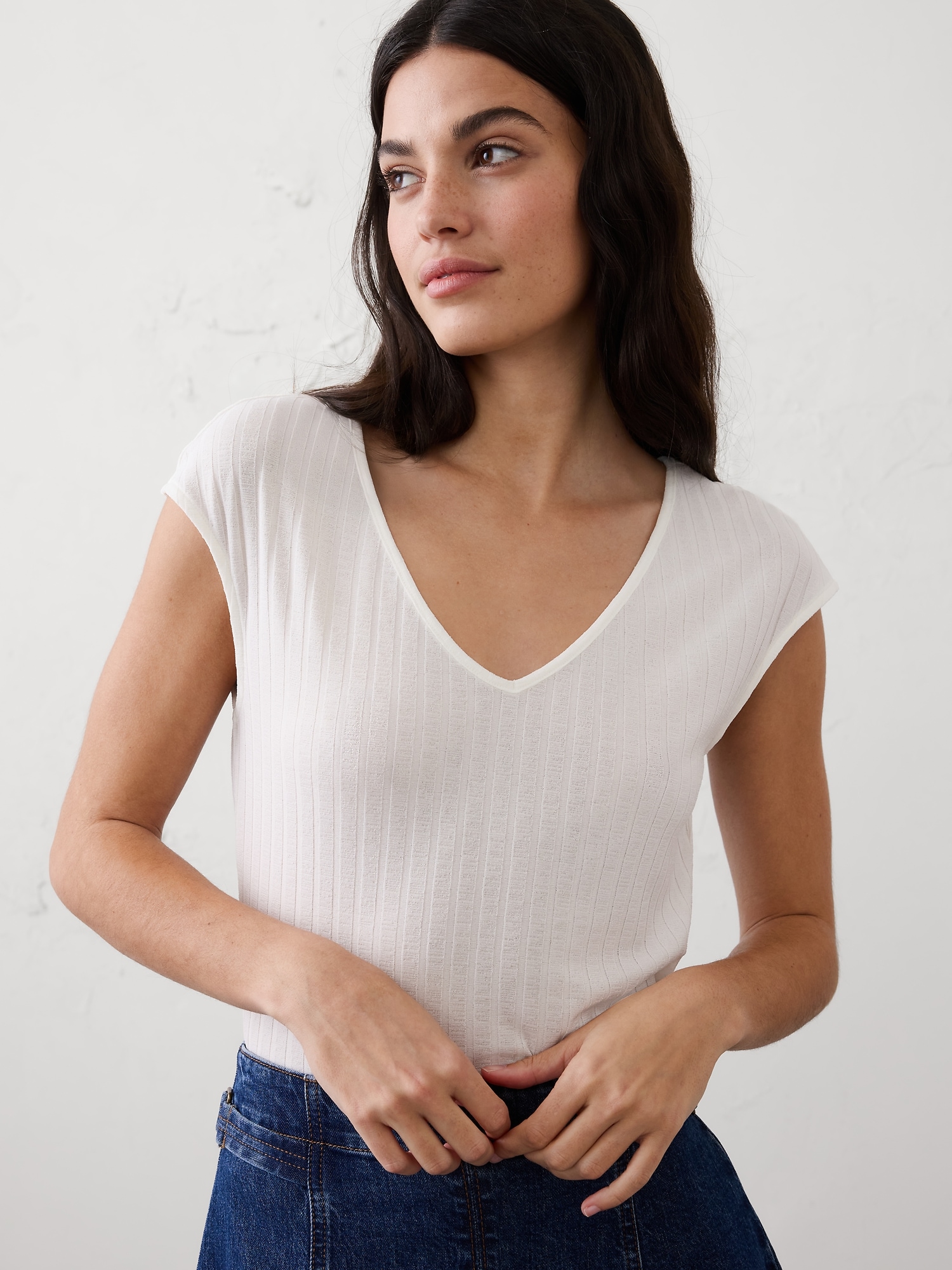 Image number 3 showing, Ribbed V-Neck Top