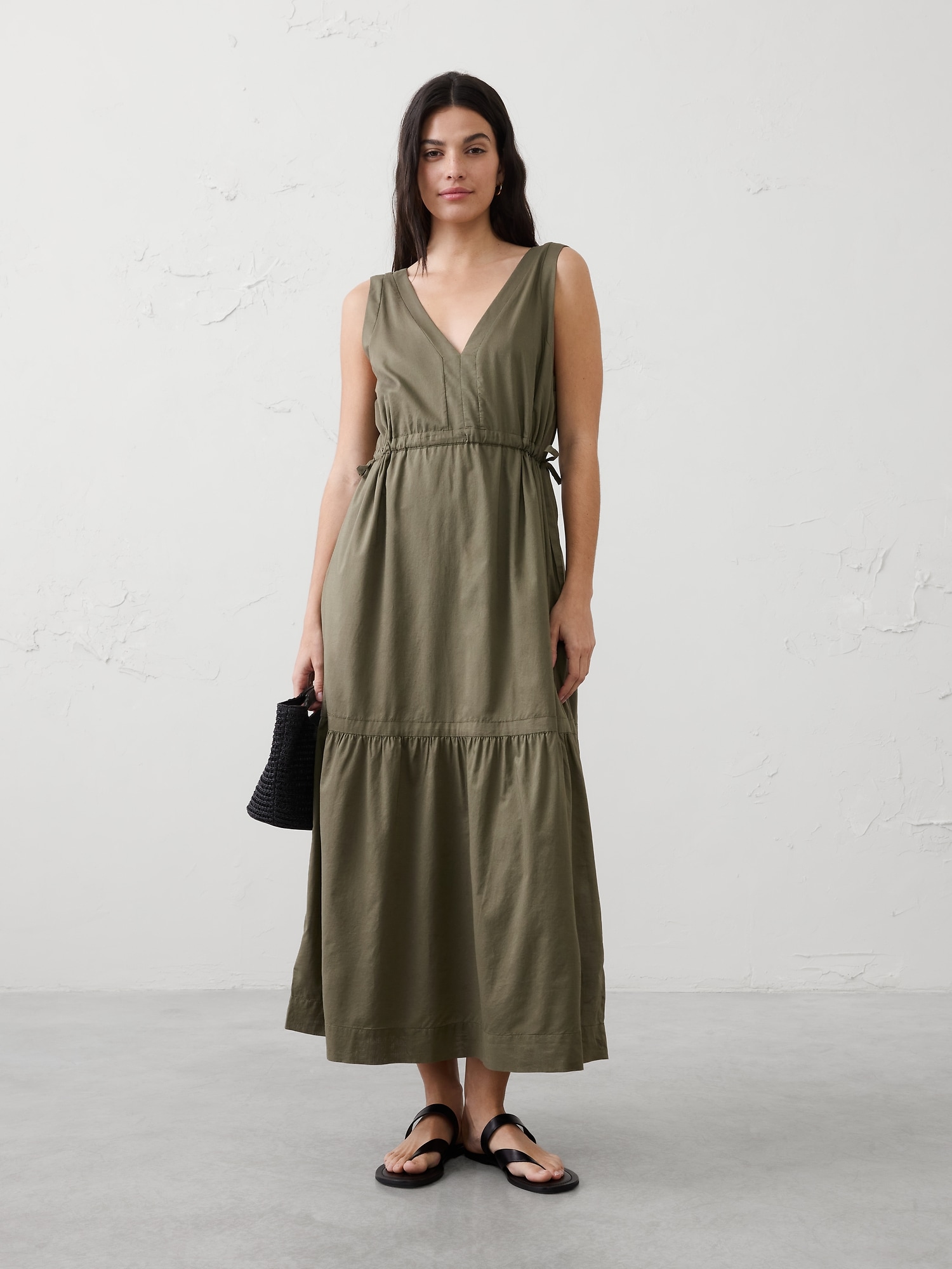 Image number 1 showing, Voile Side-Tie Maxi Dress