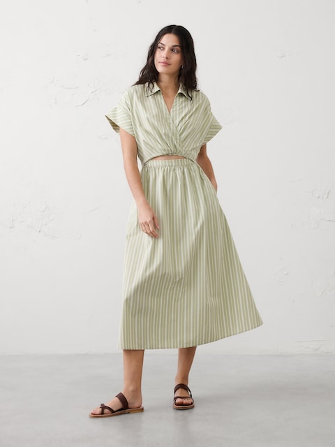 Cutout Poplin Midi Dress