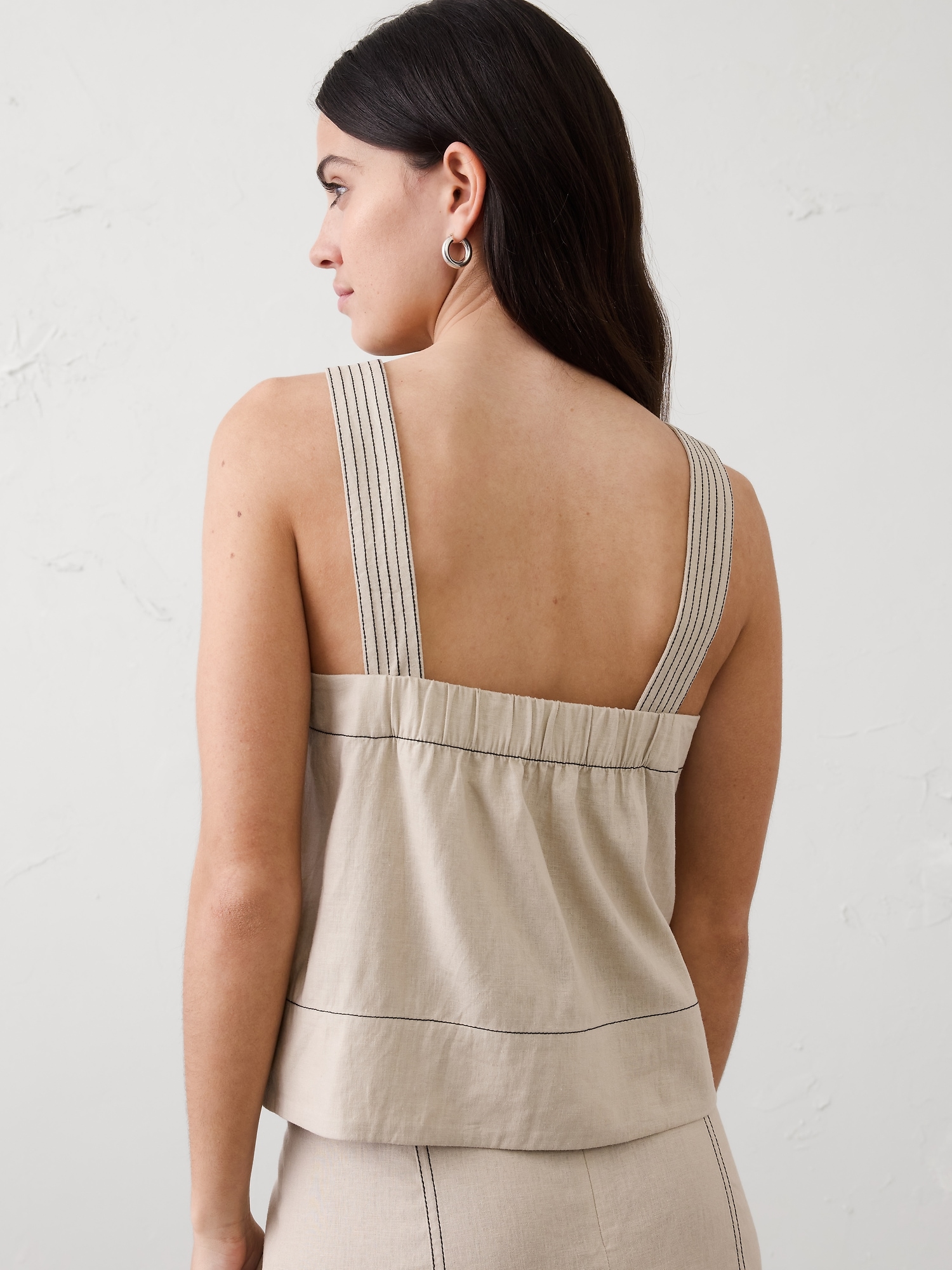 Image number 5 showing, Linen-Blend Trapunto Tank