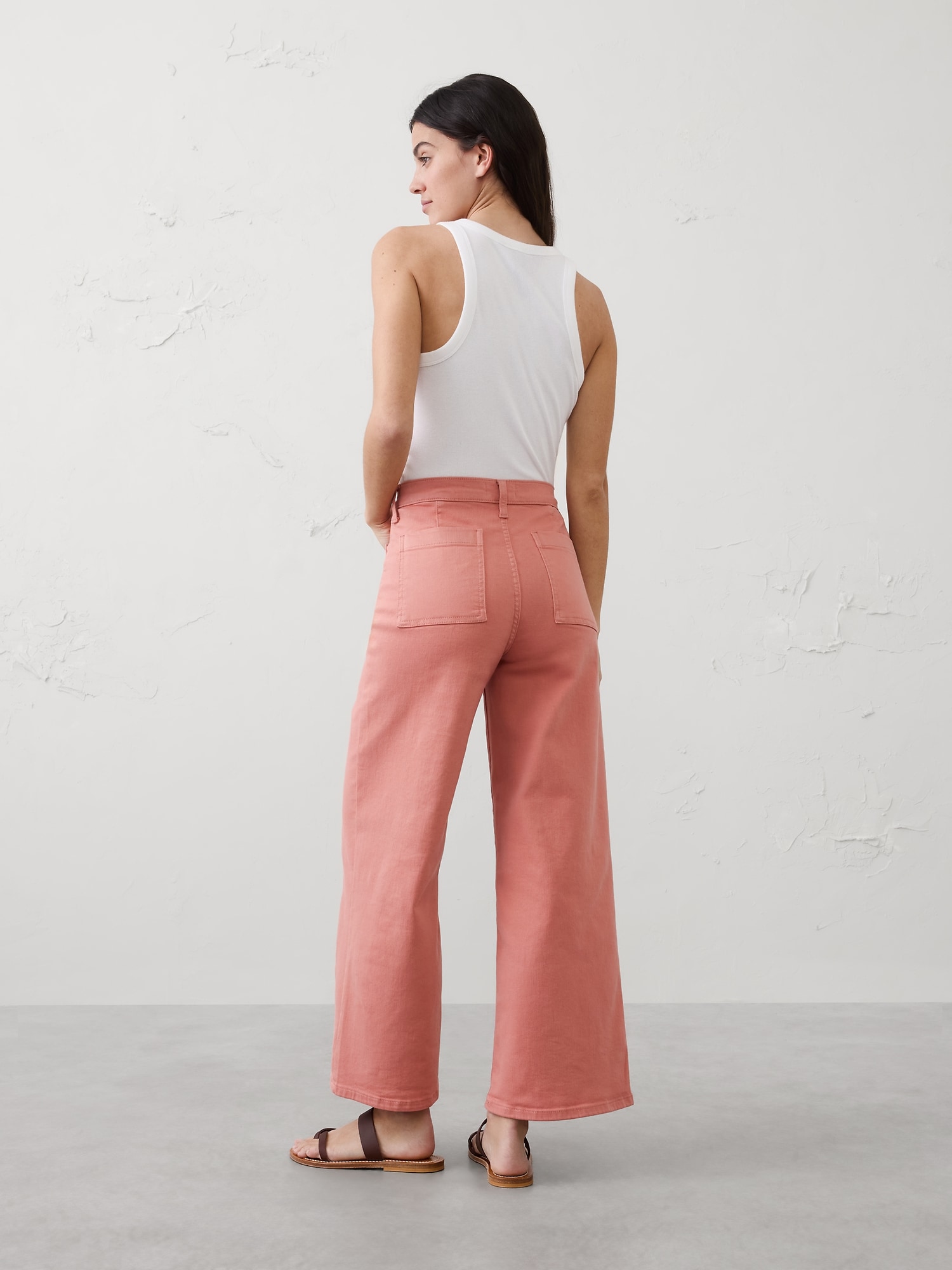 Image number 2 showing, Wide-Leg High-Rise Patch Pocket Cropped Jean