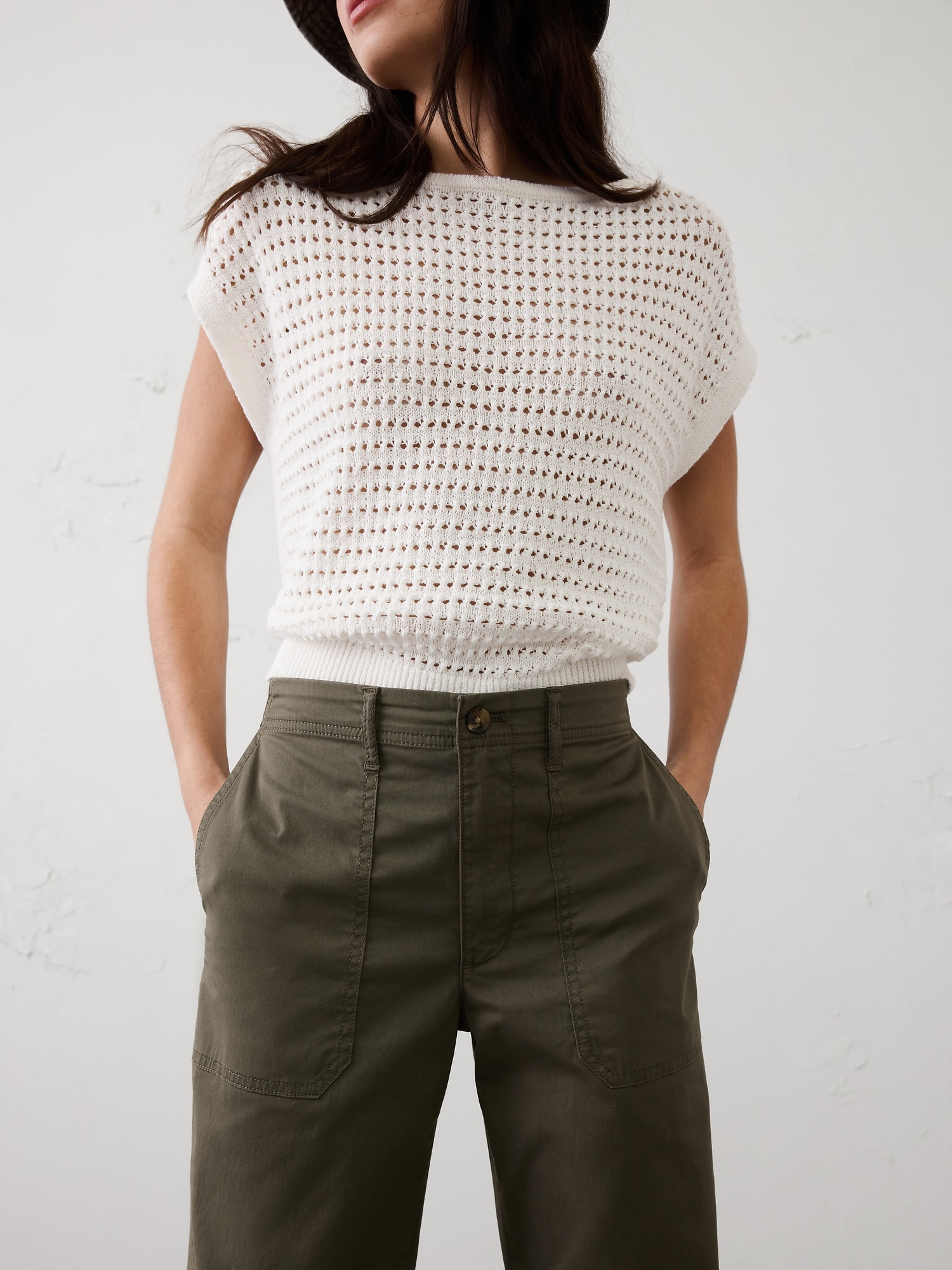 Image number 3 showing, Straight High-Rise Twill Utility Pant