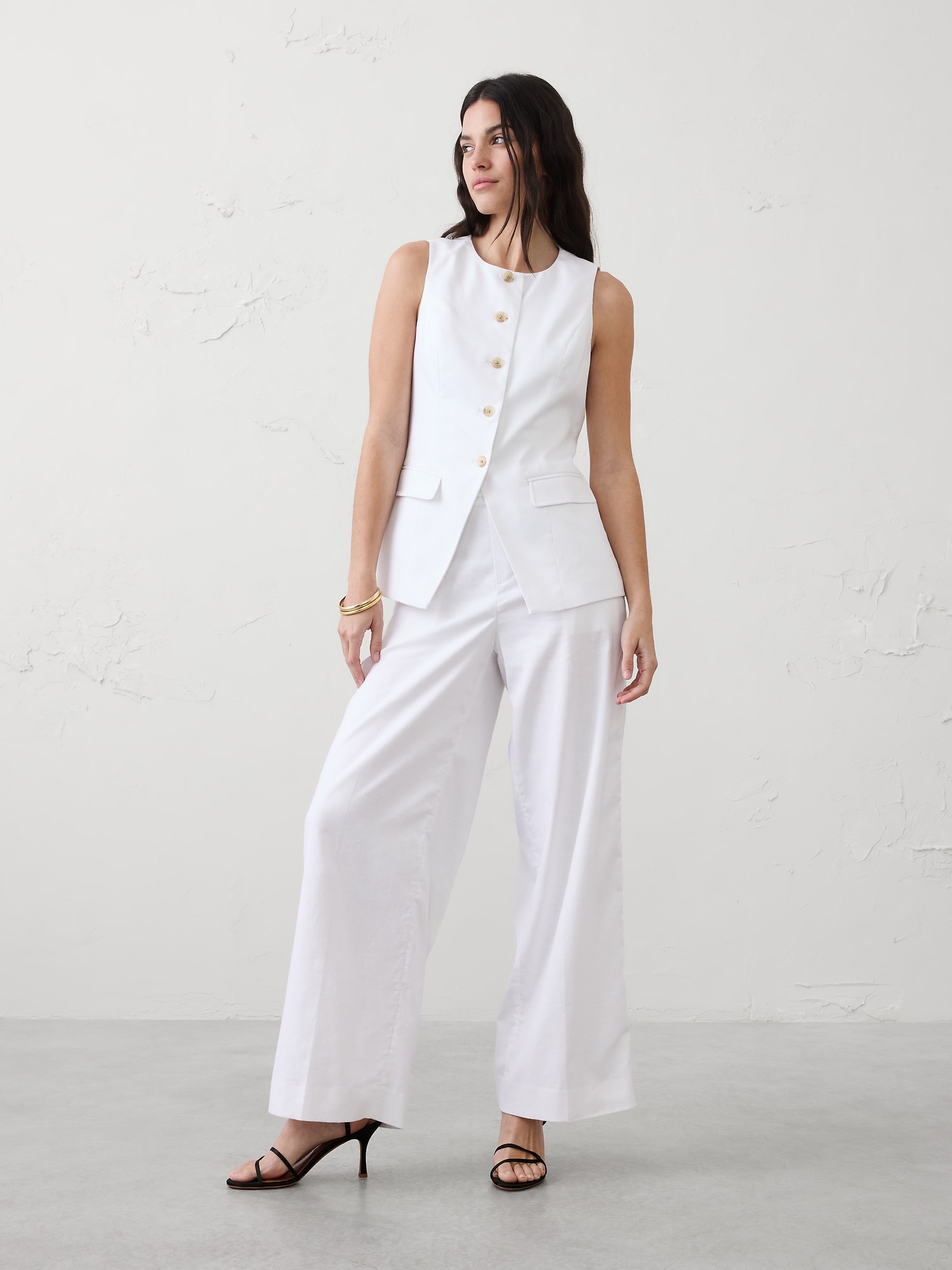 Image number 1 showing, Linen-Blend Long Cutaway Vest