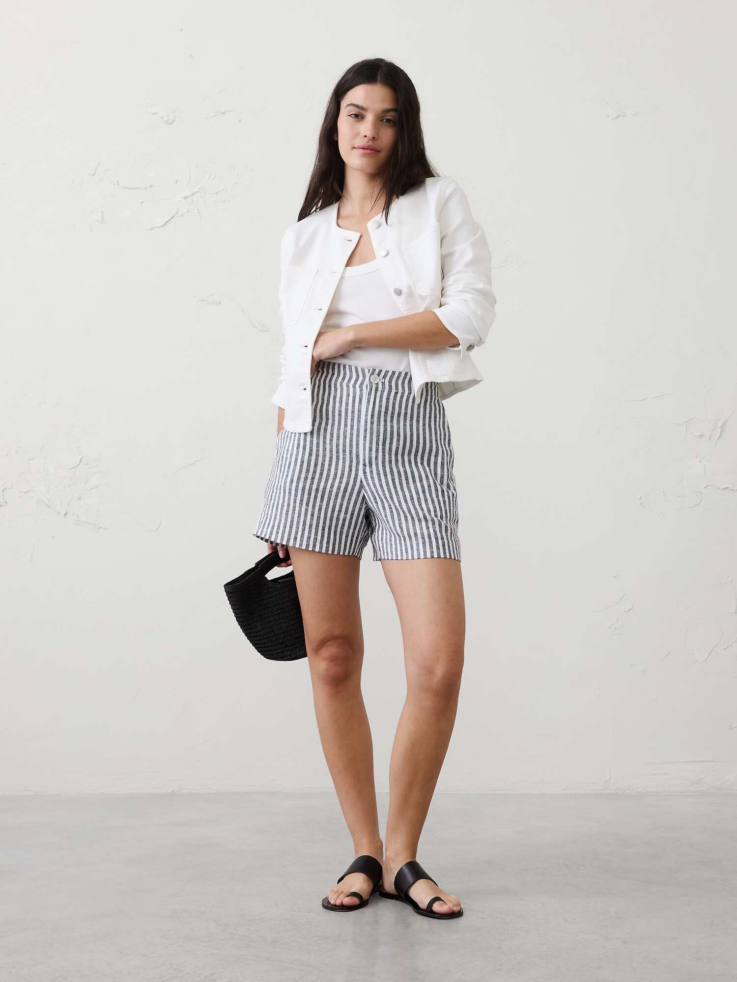 Linen-Blend High-Rise Short