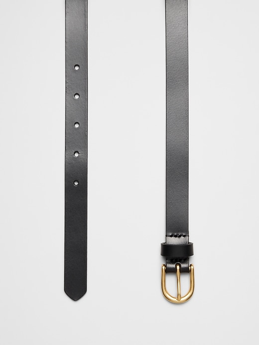 Banana Republic Classic Black Buffalo Leather Women’s Skinny Belt w/Gold Buckle Skinny Leather Trouser Belt | Banana Republic Factory main image 4