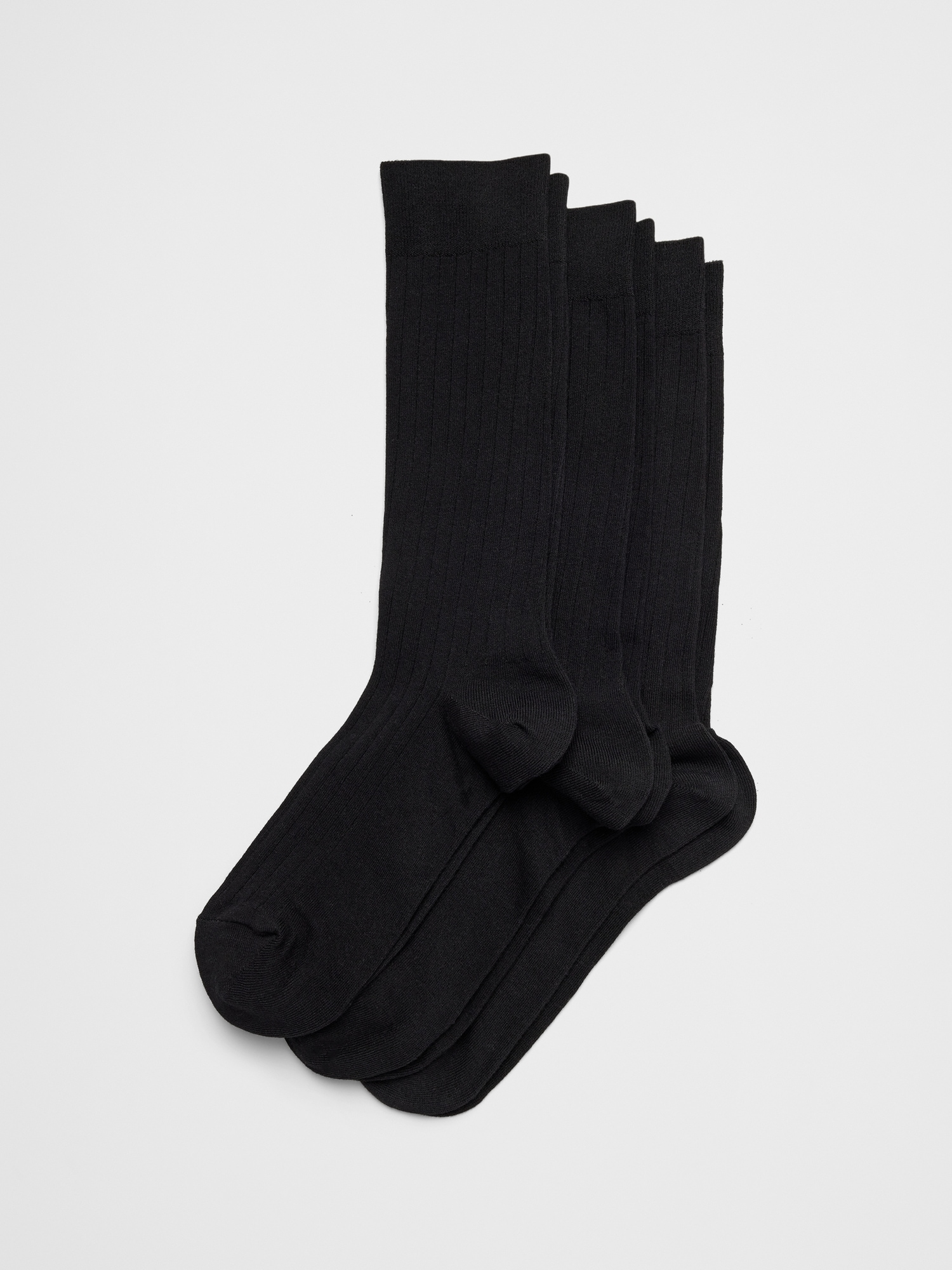 Men's Ribbed Dress Socks (3 Pack) Black Regular Size One Size
