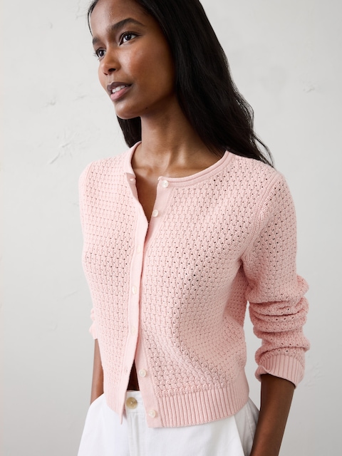 Cotton Crochet Cropped Cardigan