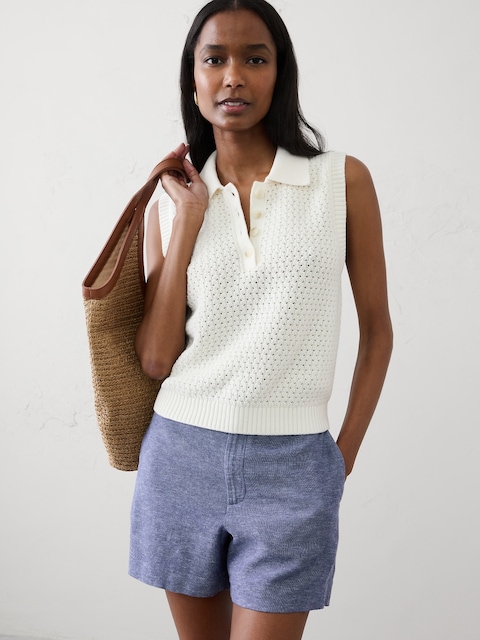 Cotton Crochet Sweater Polo