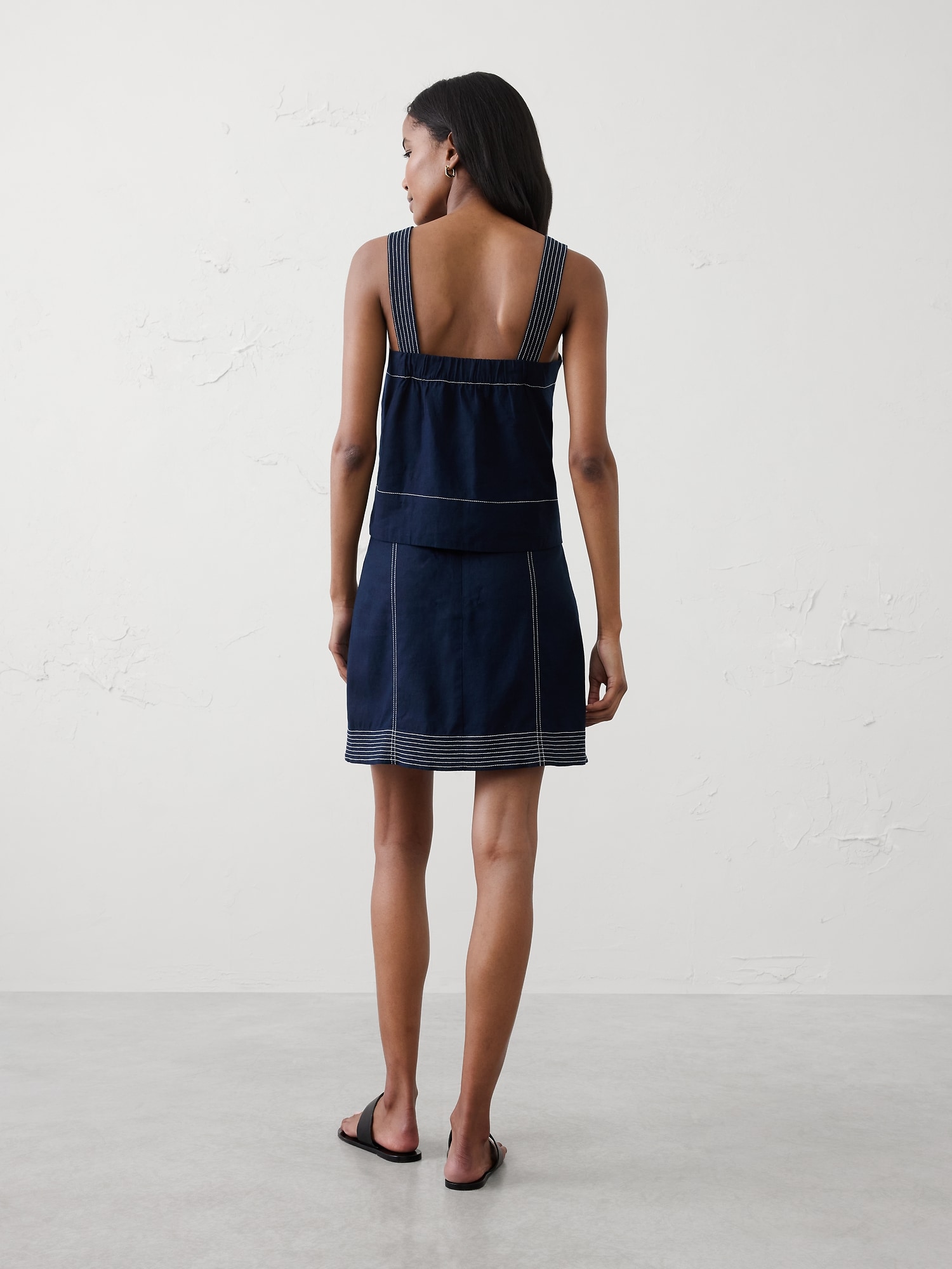 Image number 2 showing, Linen-Blend Trapunto Mini Skirt