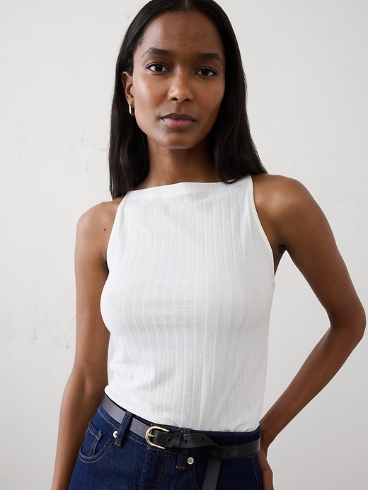 Ribbed High-Neck Top | Banana Republic Factory