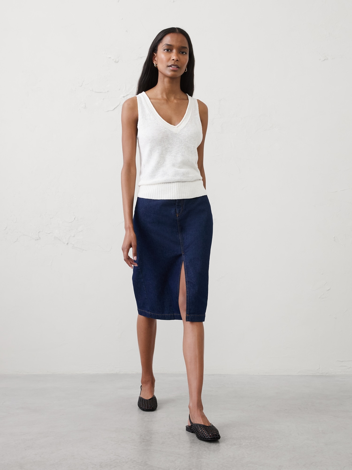 Image number 1 showing, Ramie-Cotton Pointelle Sweater Tank