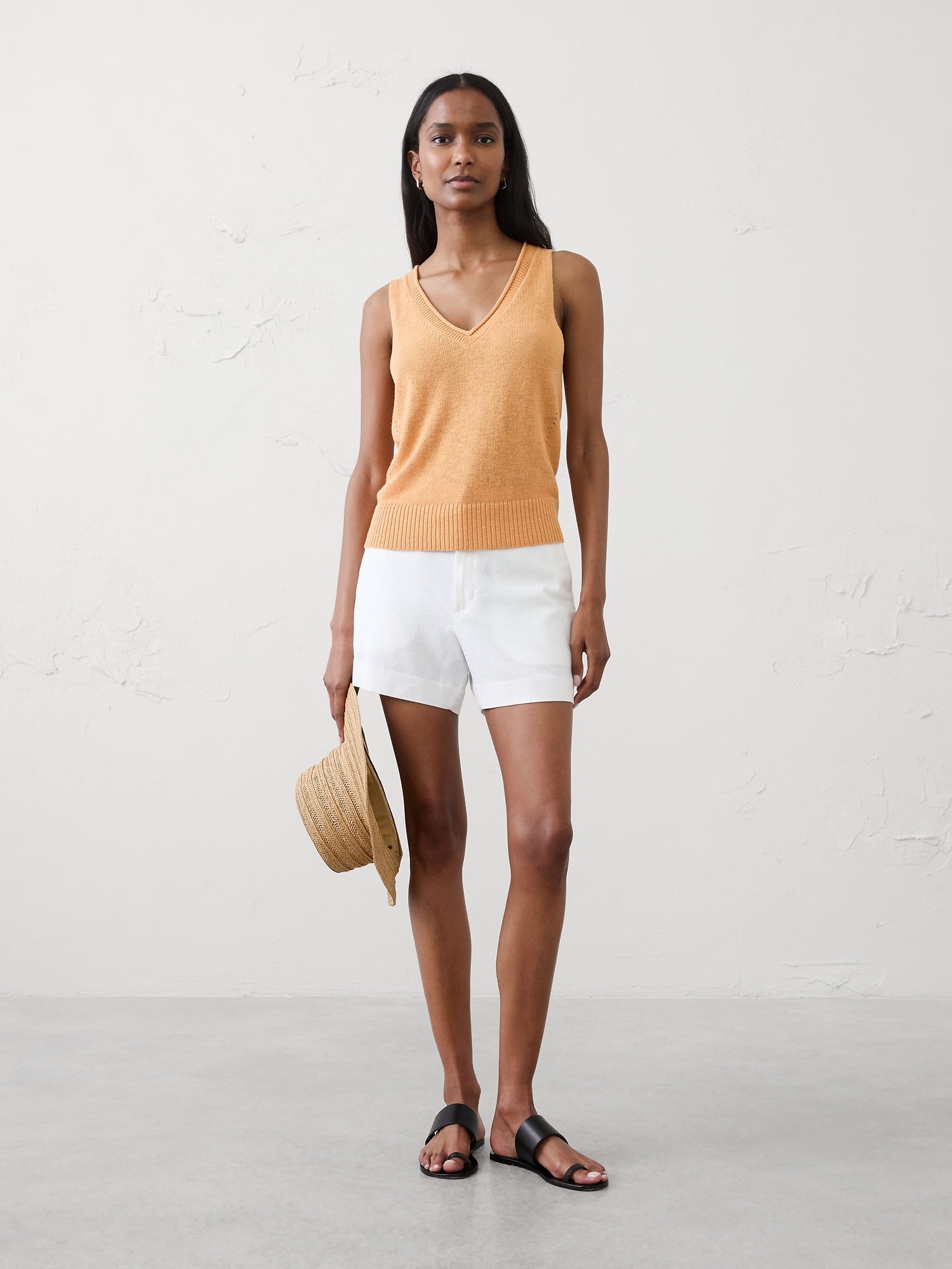 Image number 1 showing, Ramie-Cotton Pointelle Sweater Tank