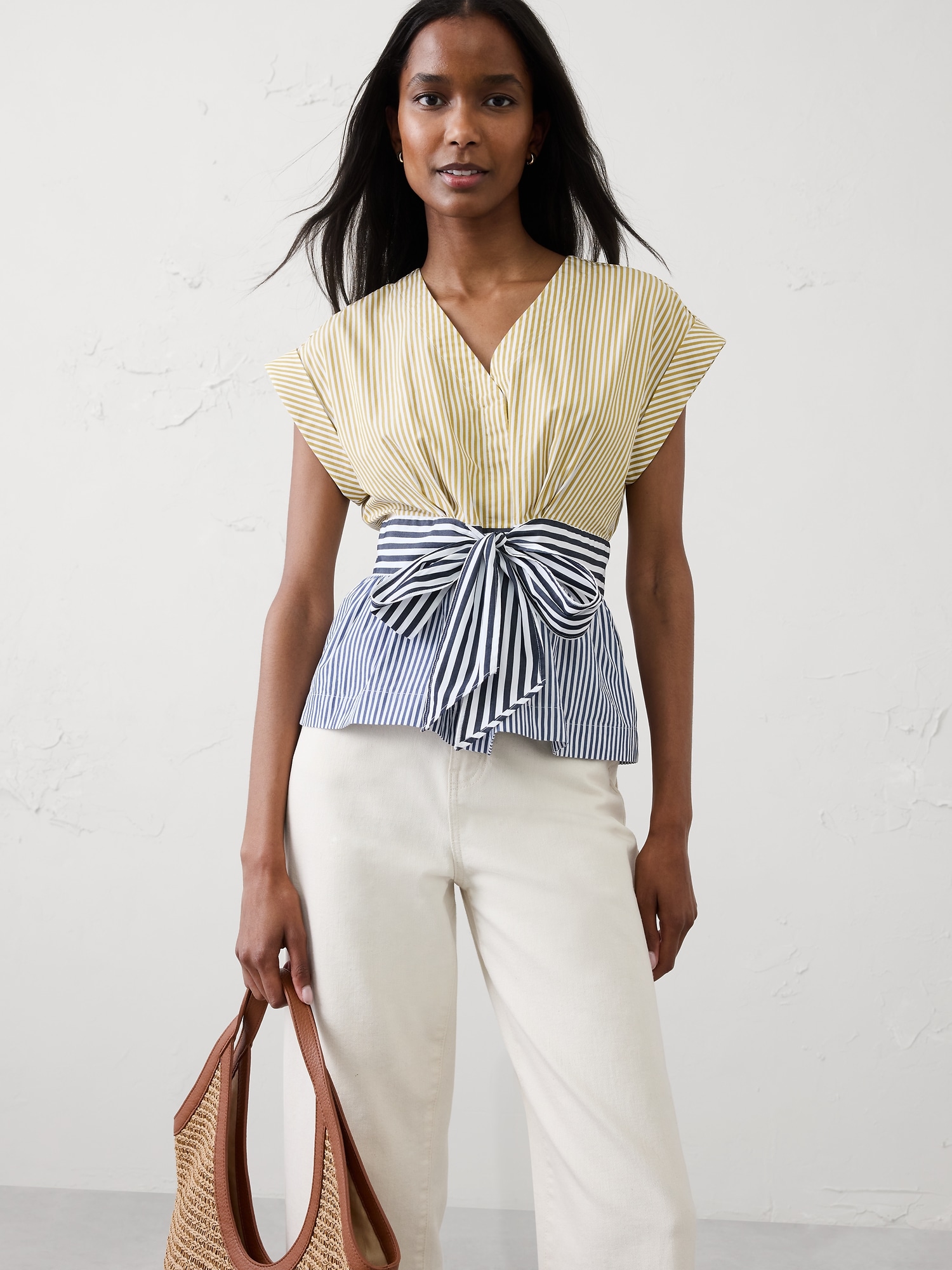 Image number 1 showing, Poplin Tie-Front Top