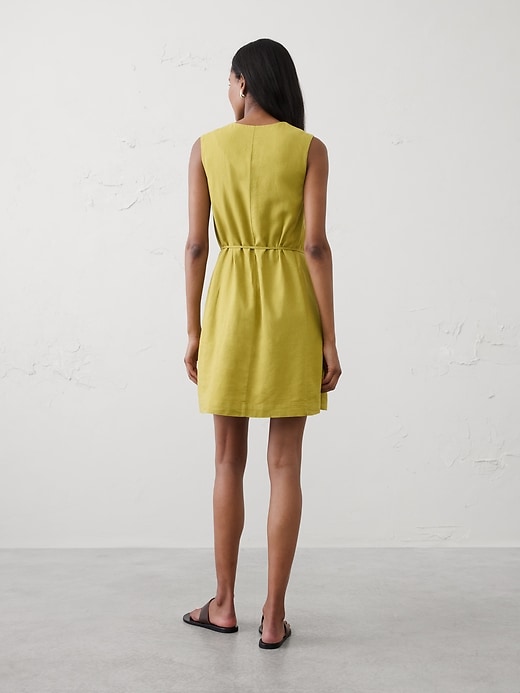 knee length dresses for ladies Women's Organic Canopy Linen Blend Button-Front Dress in Cayenne | Size Small main image 0