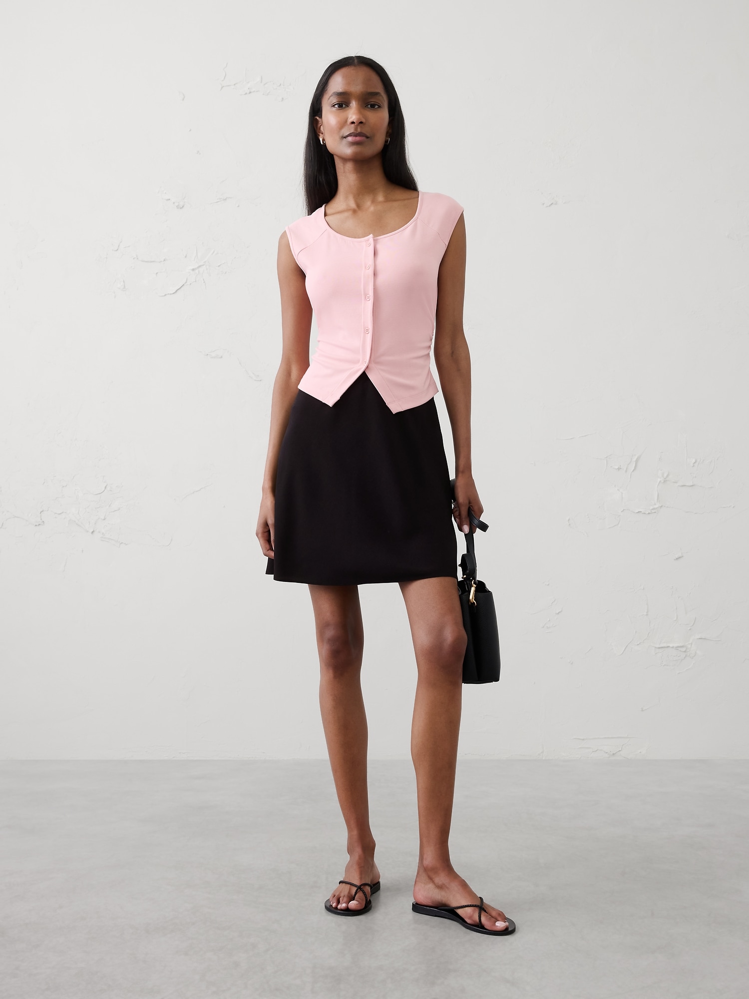 Image number 1 showing, Soft Interlock Buttoned Top