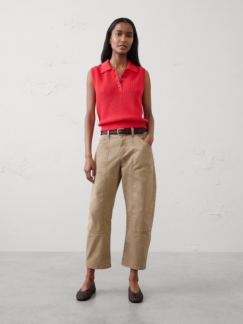 Cotton Crochet Sweater Polo